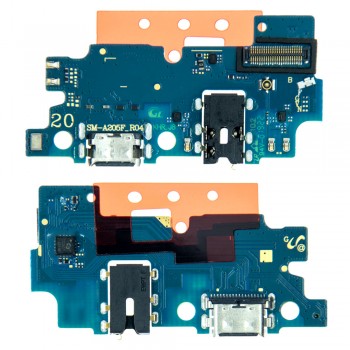 Нижня плата для Samsung A205F Galaxy A20 з роз’ємом зарядки та мікрофоном (Original PRC)