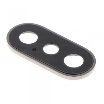 Скло камери для iPhone Xs Max в рамці (Silver) (Original)