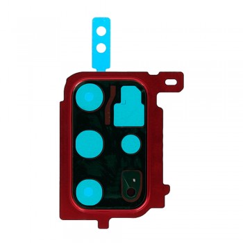 Стекло камеры для Samsung G985 Galaxy S20 Plus в рамке (Aura red) (Original)